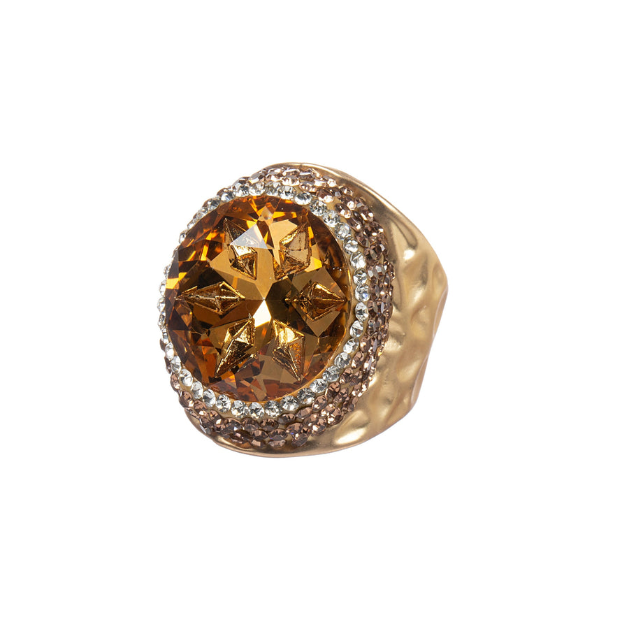 Glass Pavé Cocktail Ring R2723-Gold