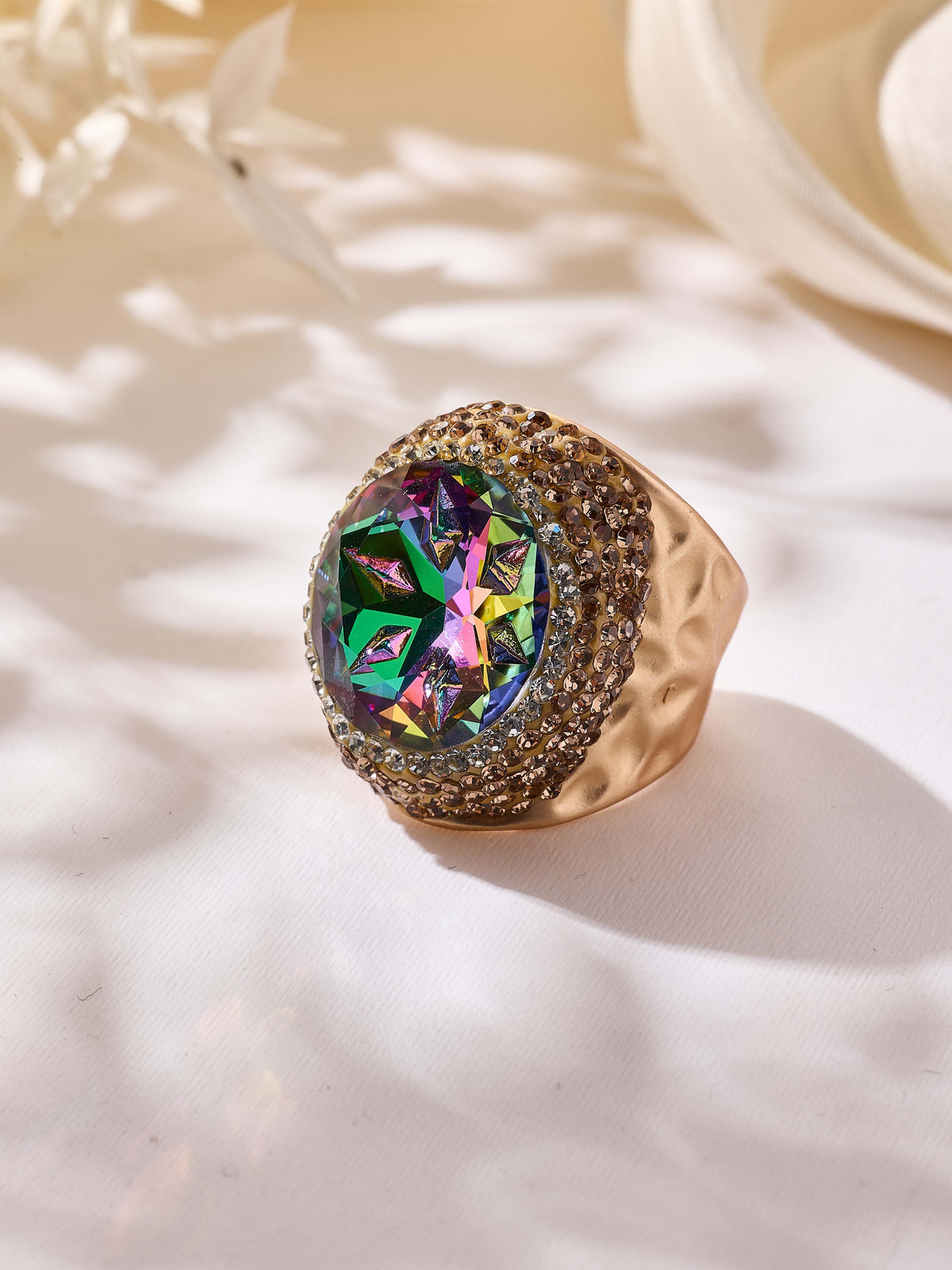Glass Pavé Cocktail Ring R2723