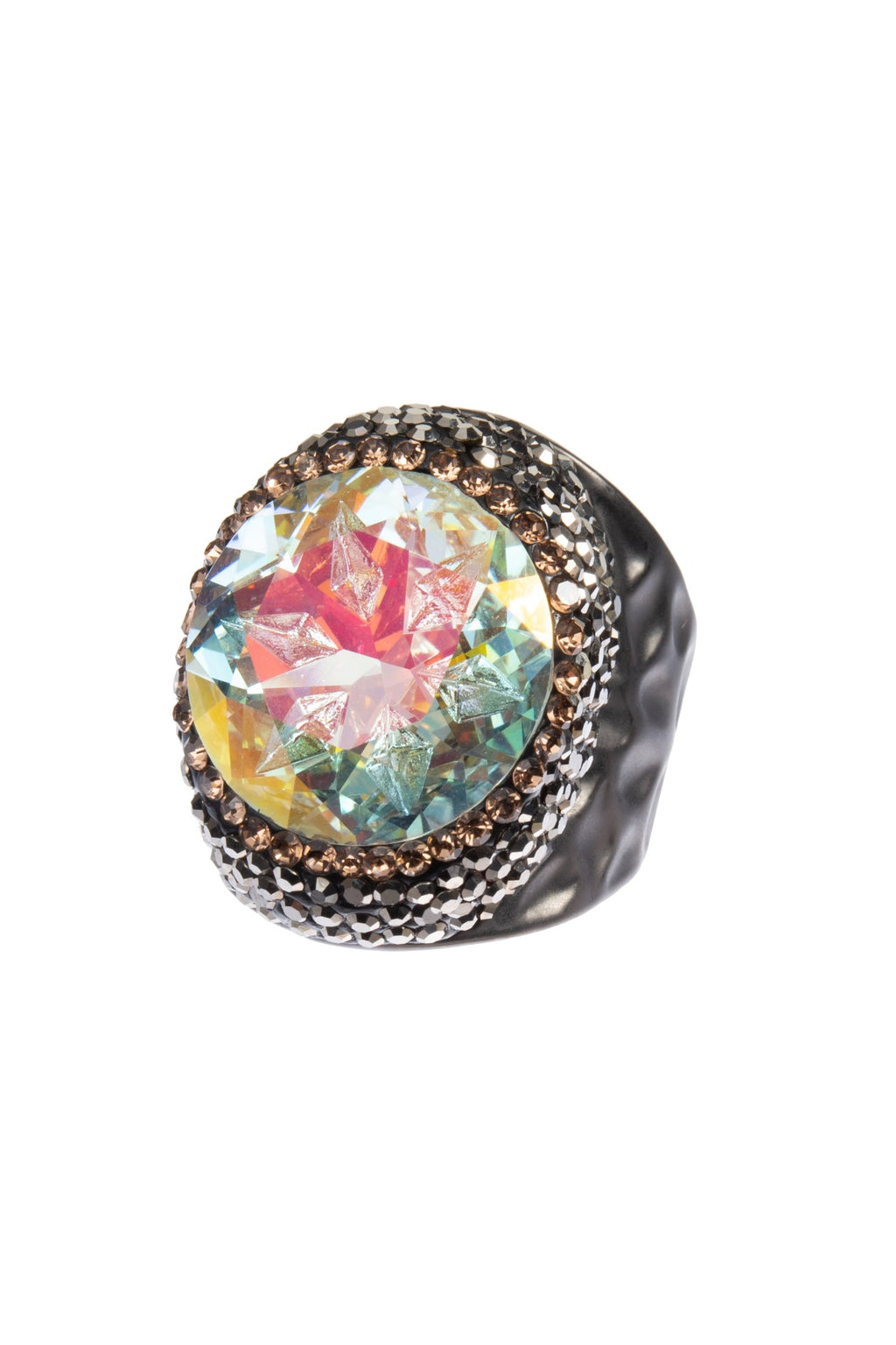 Glass Pavé Cocktail Ring R2723-Black - view 4