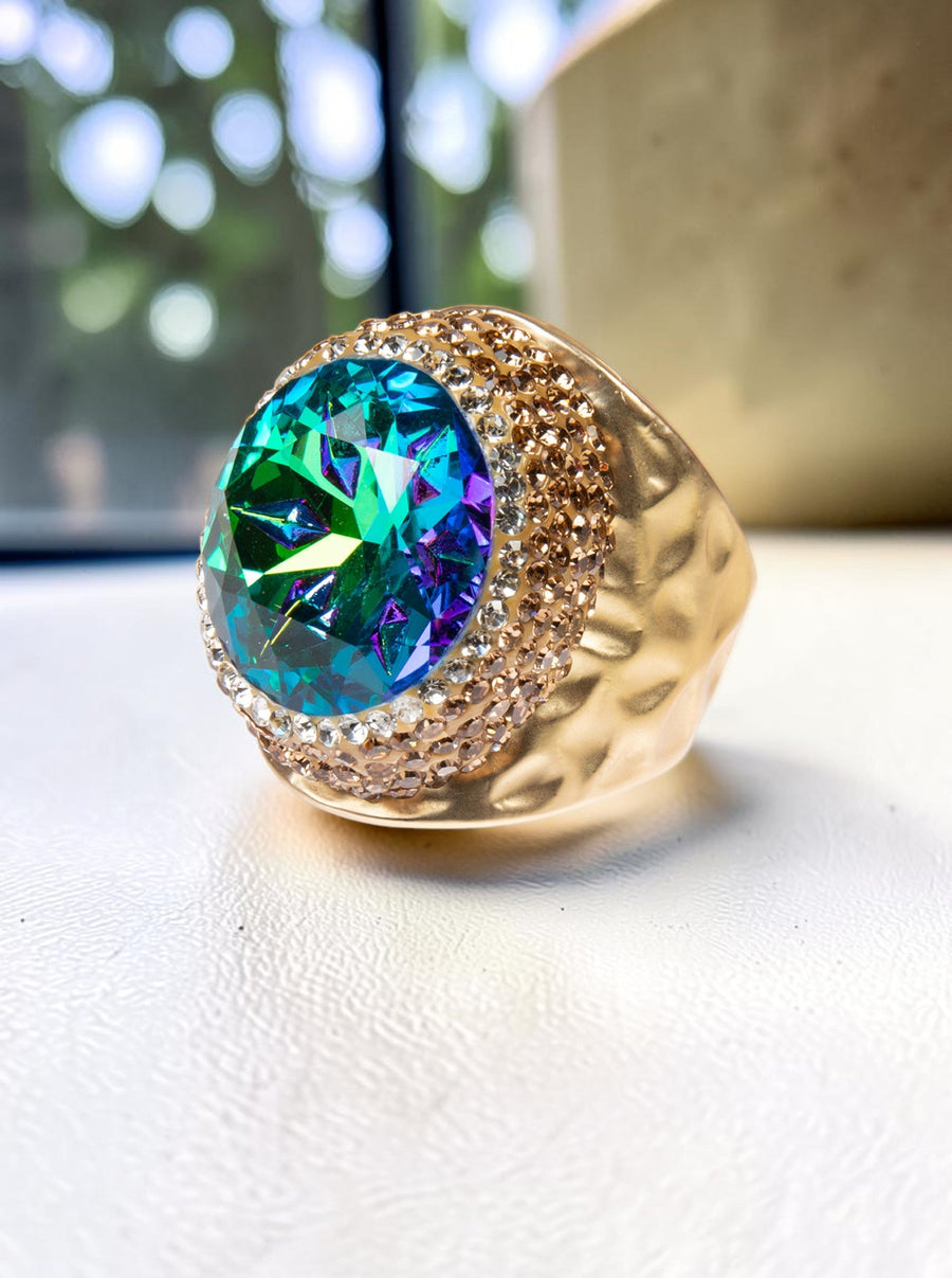 Glass Pavé Cocktail Ring R2723