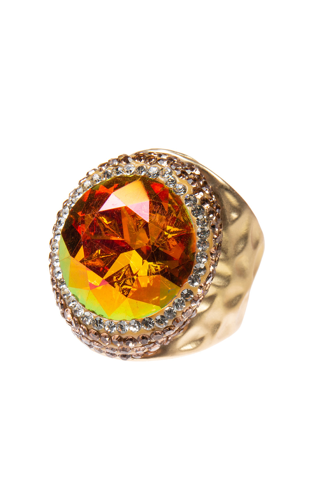 Glass Pavé Cocktail Ring R2723-Gold - view 4
