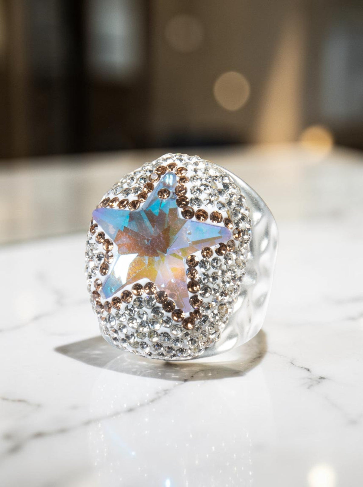 Glass Pavé Cocktail Ring R2737