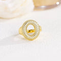 18K Gold Plated Alphabet Cubic Zirconia Ring R2744 - letter O