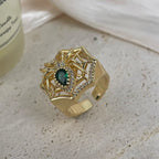 18K Gold-Plated Spider Cubic Zirconia Copper Ring R2746