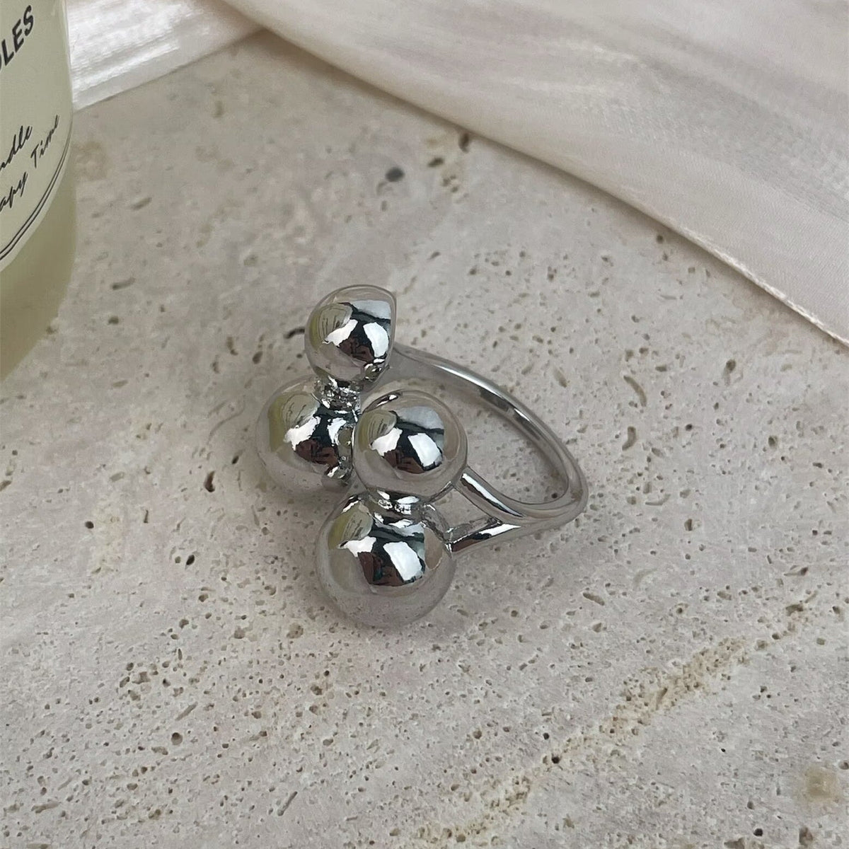 18K Gold-Plated Irregular Shape Circle Ring R2751 - Silver