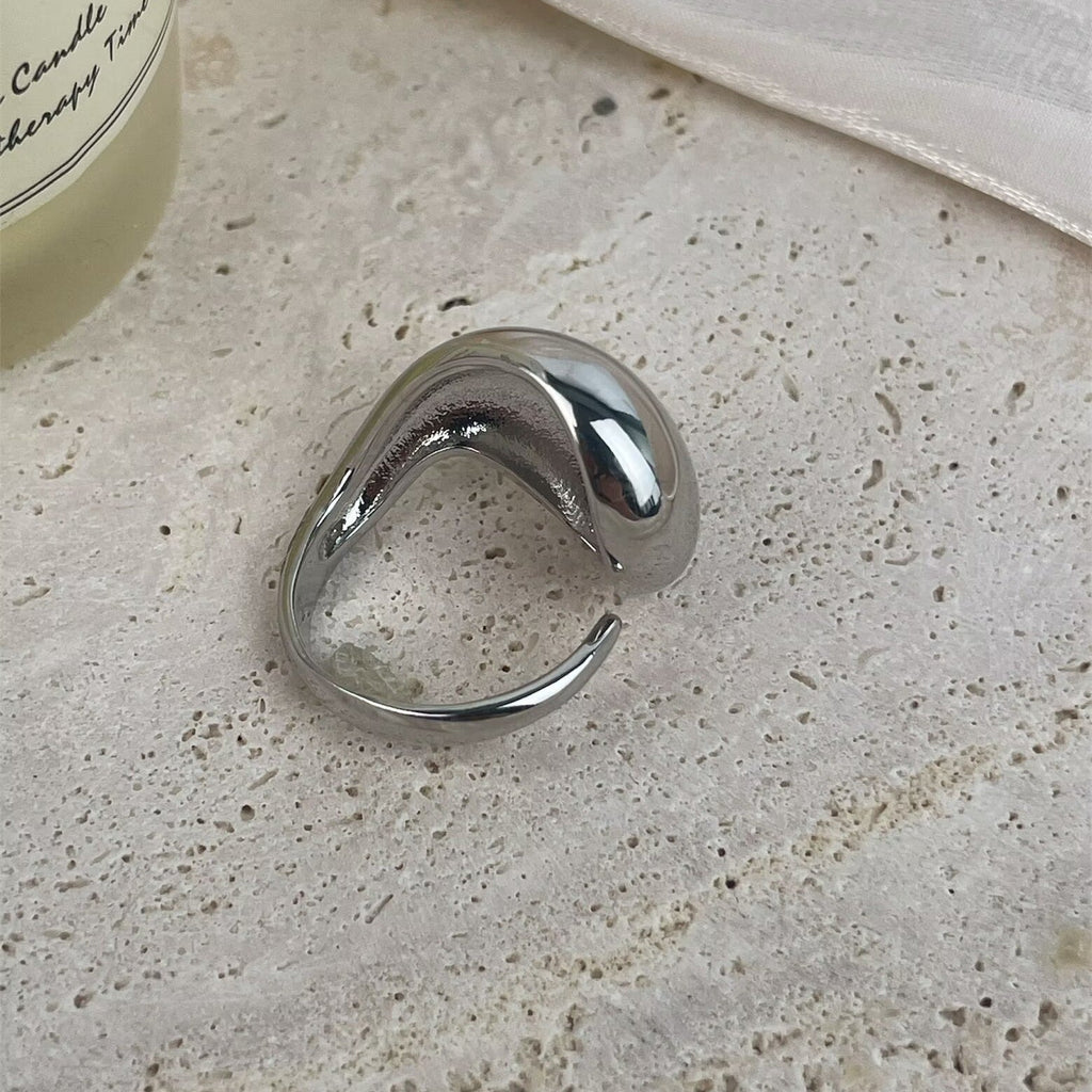 18K Gold-Plated Irregular Shape Water Droplets Ring R2752 - Silver alternate view