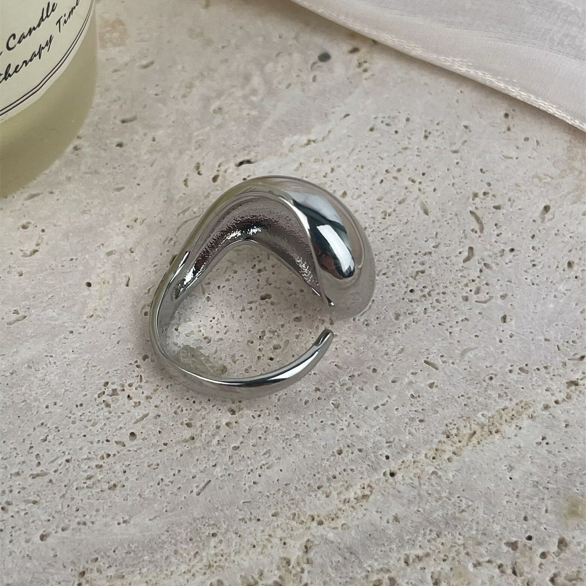 18K Gold-Plated Irregular Shape Water Droplets Ring R2752 - Silver alternate view