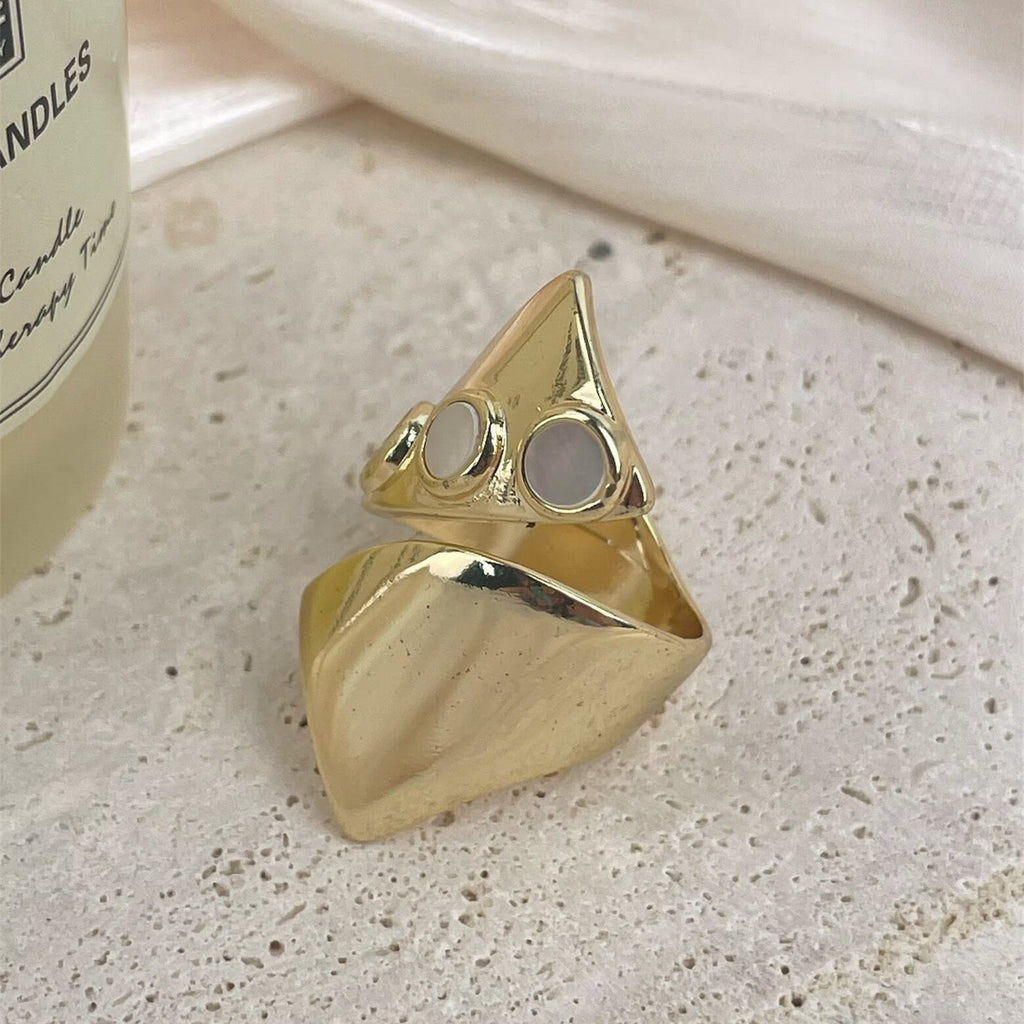 18K Gold-Plated Irregular Cubic Zirconia Ring R2755 - Gold alternate view