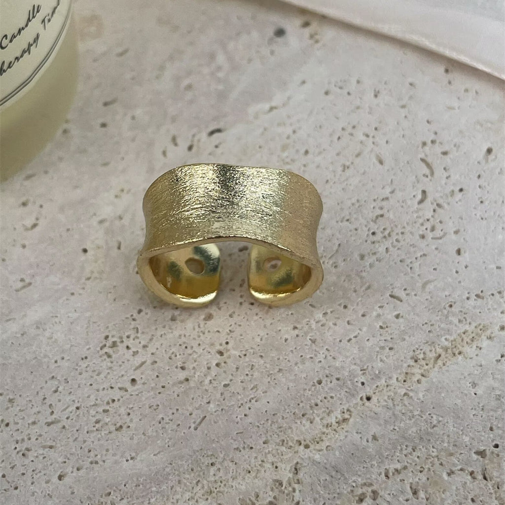 18K Gold-Plated Wide-Face Copper Ring R2760