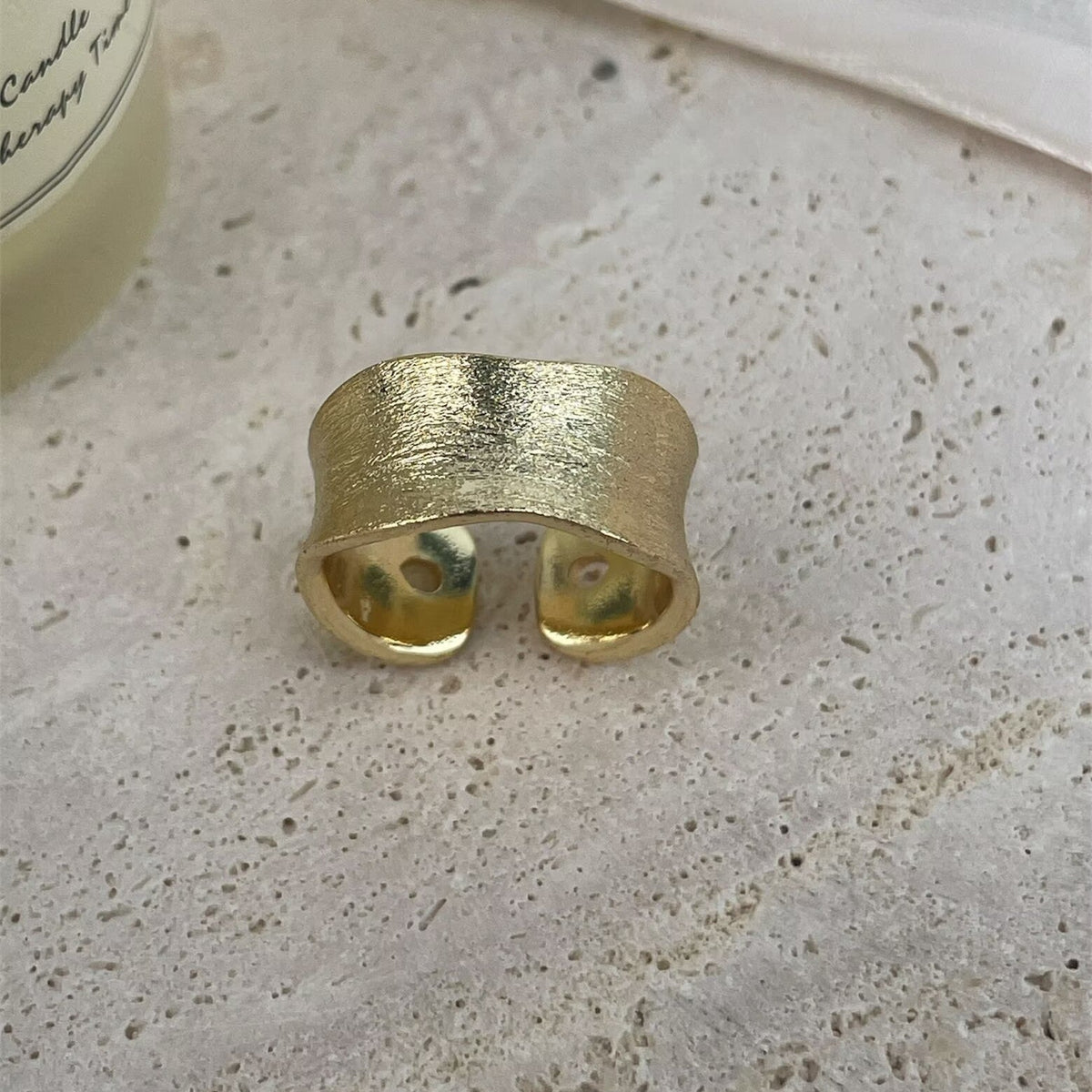 18K Gold-Plated Wide-Face Copper Ring R2760