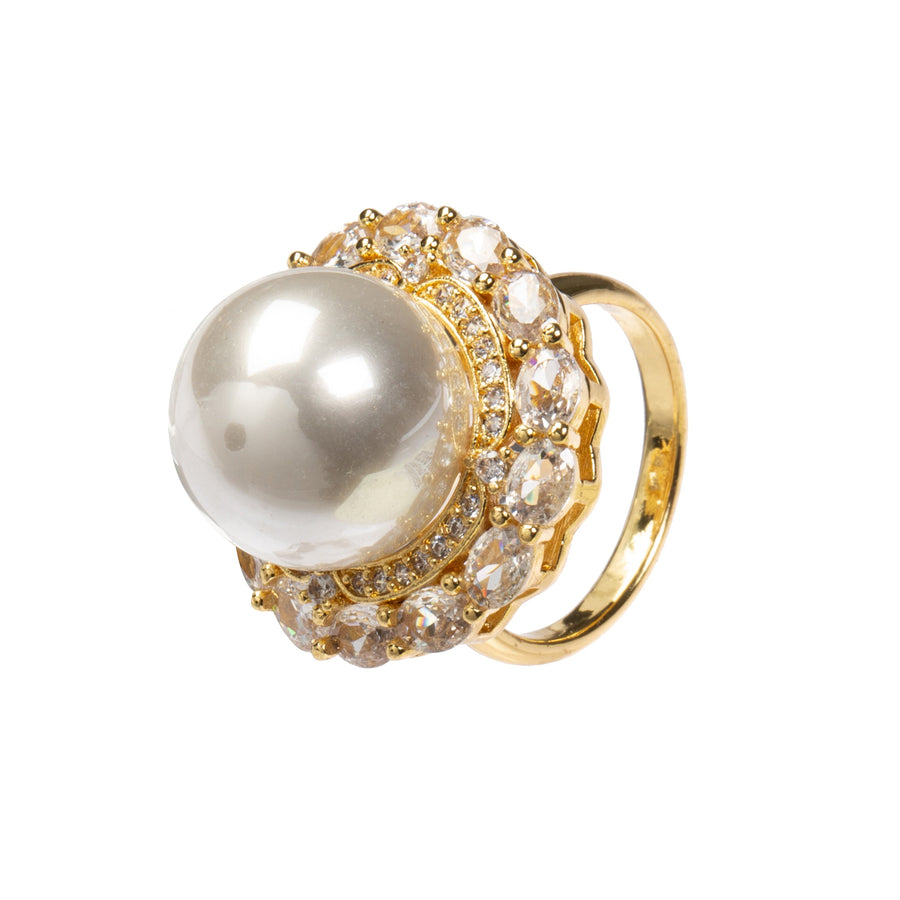 18K Gold Plated Round Cubic Zirconia Ring R2766