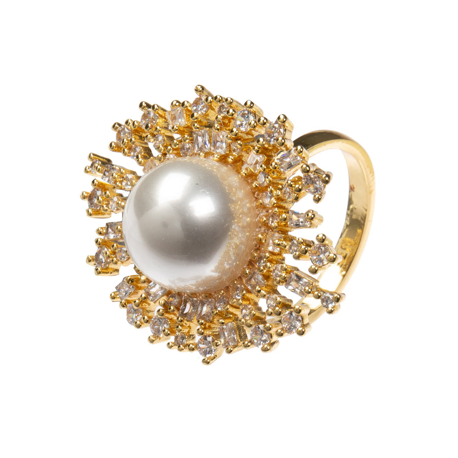 18K Gold-Plated Sunflower Cubic Zirconia Ring R2768