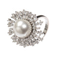 18K Gold-Plated Sunflower Cubic Zirconia Ring R2768 - Silver