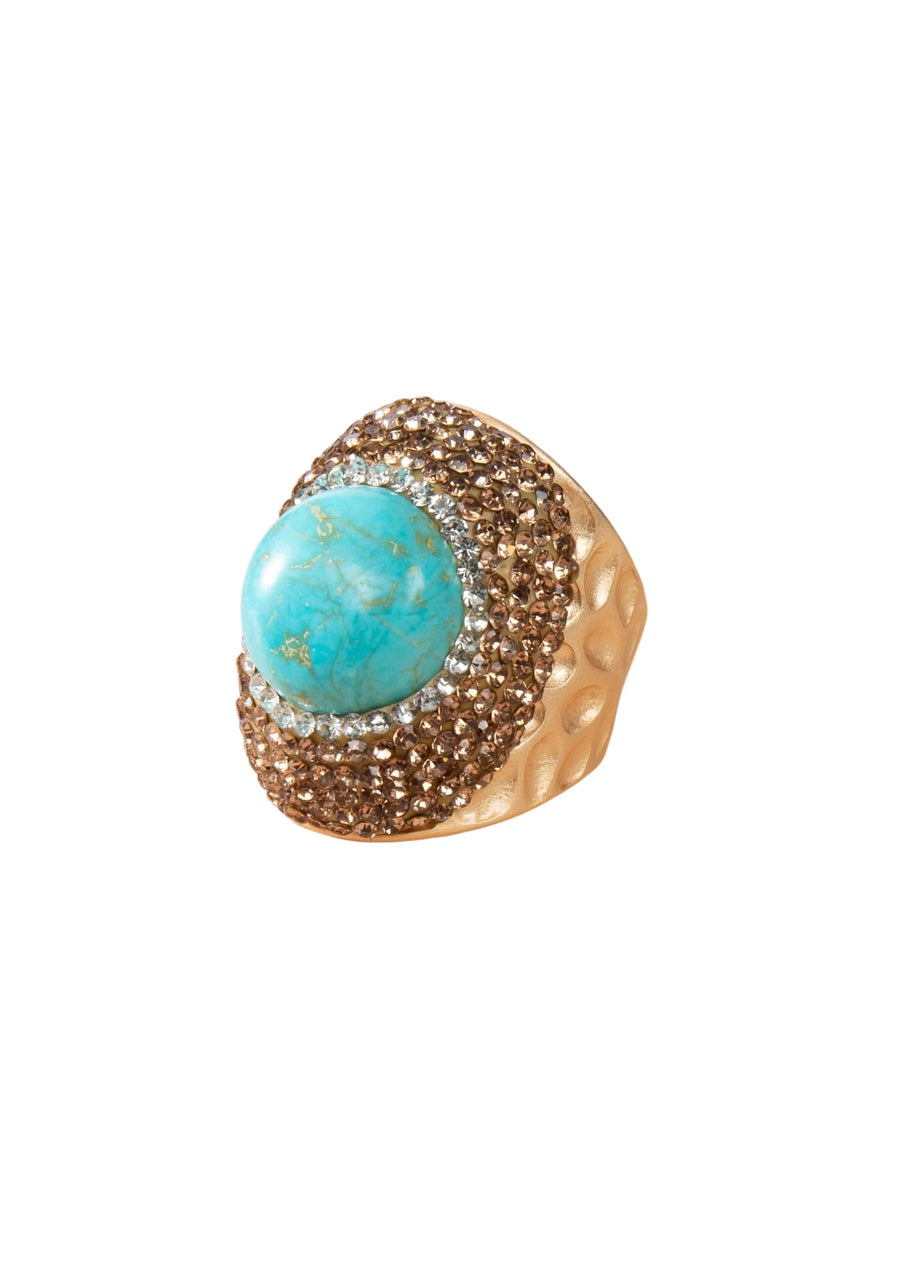 Composed Turquoise Pavé Cocktail Ring R2786