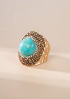 Composed Turquoise Pavé Cocktail Ring R2786