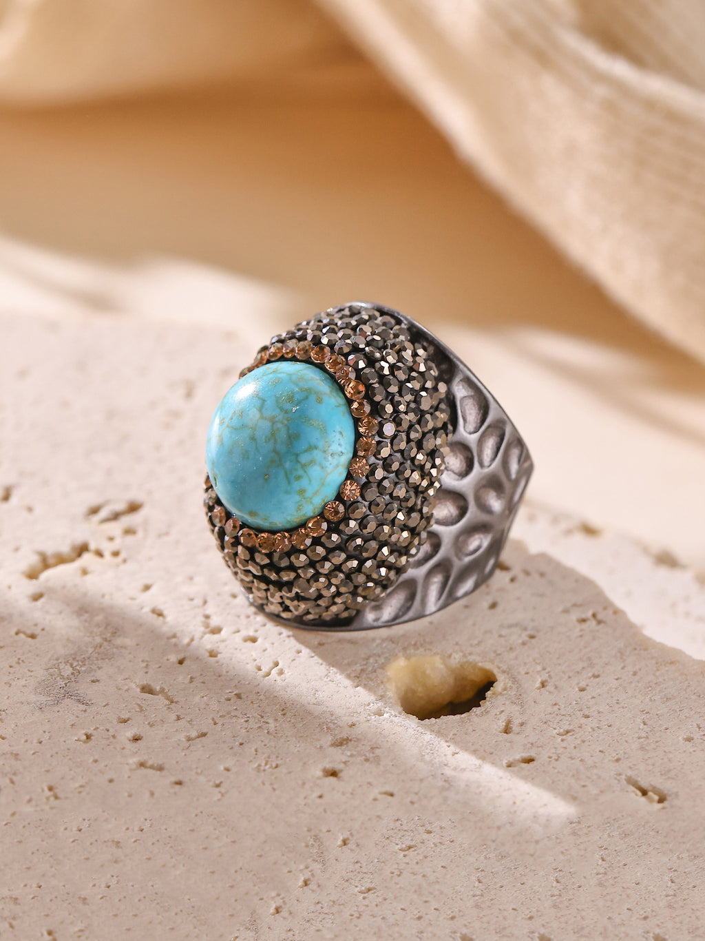 Composed Turquoise Pavé Cocktail Ring R2786 - view 2