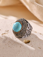 Composed Turquoise Pavé Cocktail Ring R2786 - view 2