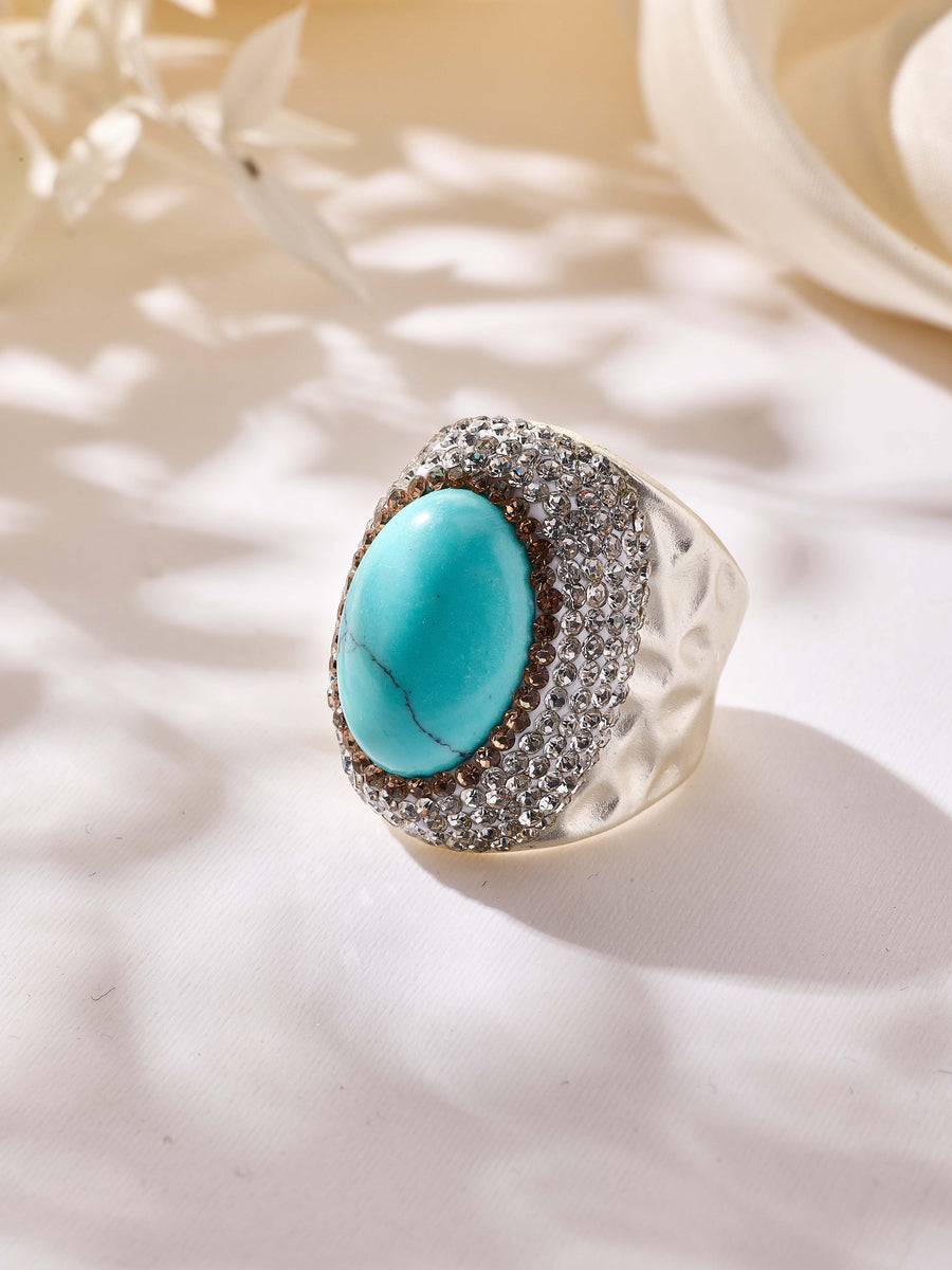 Turquoise Pavé Cocktail Ring R2787