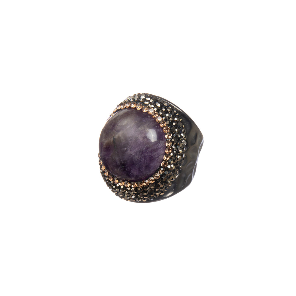 Amethyst Rhinestone Pavé Cocktail Ring R2799 - view 2