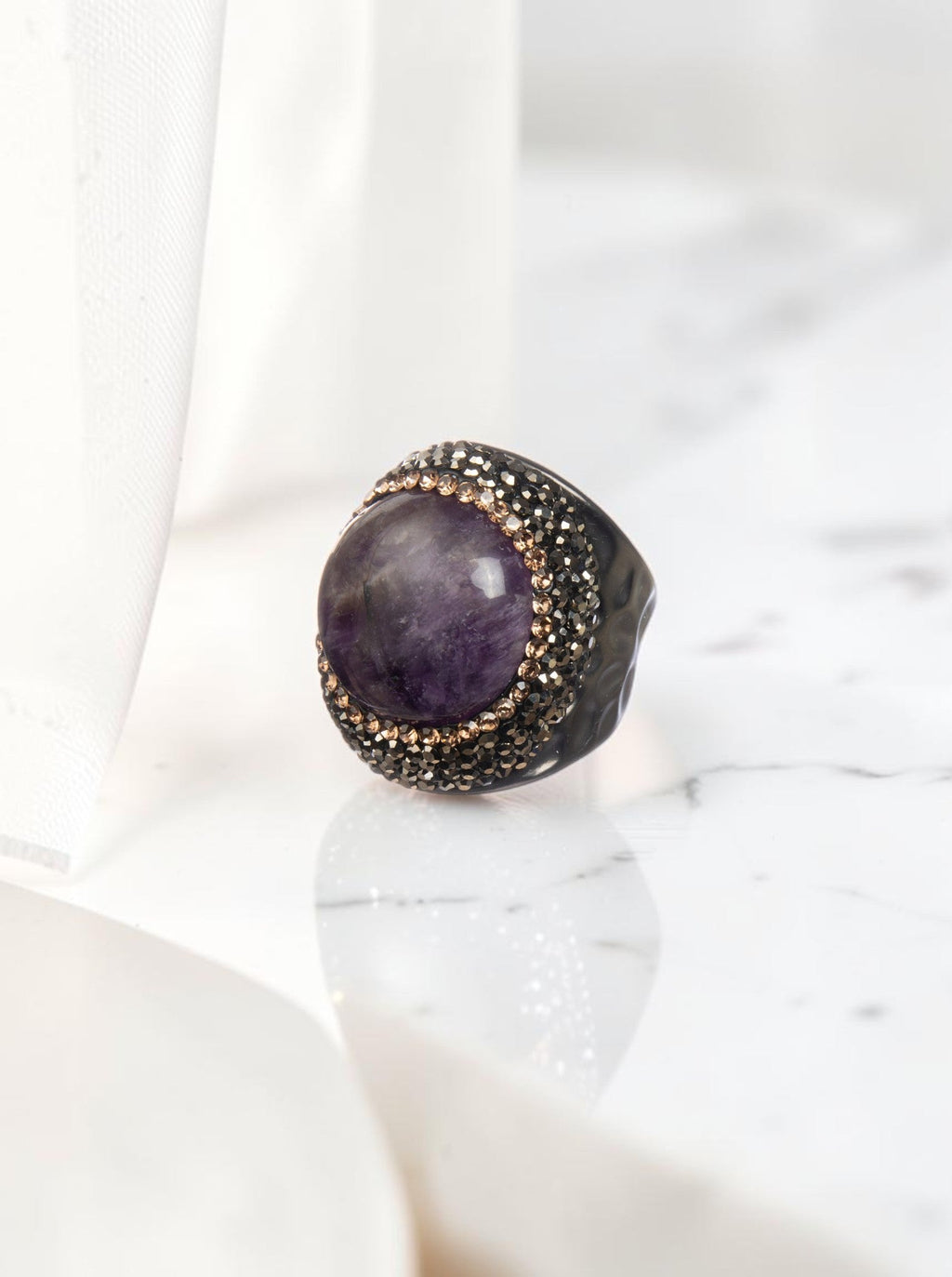 Amethyst Rhinestone Pavé Cocktail Ring R2799