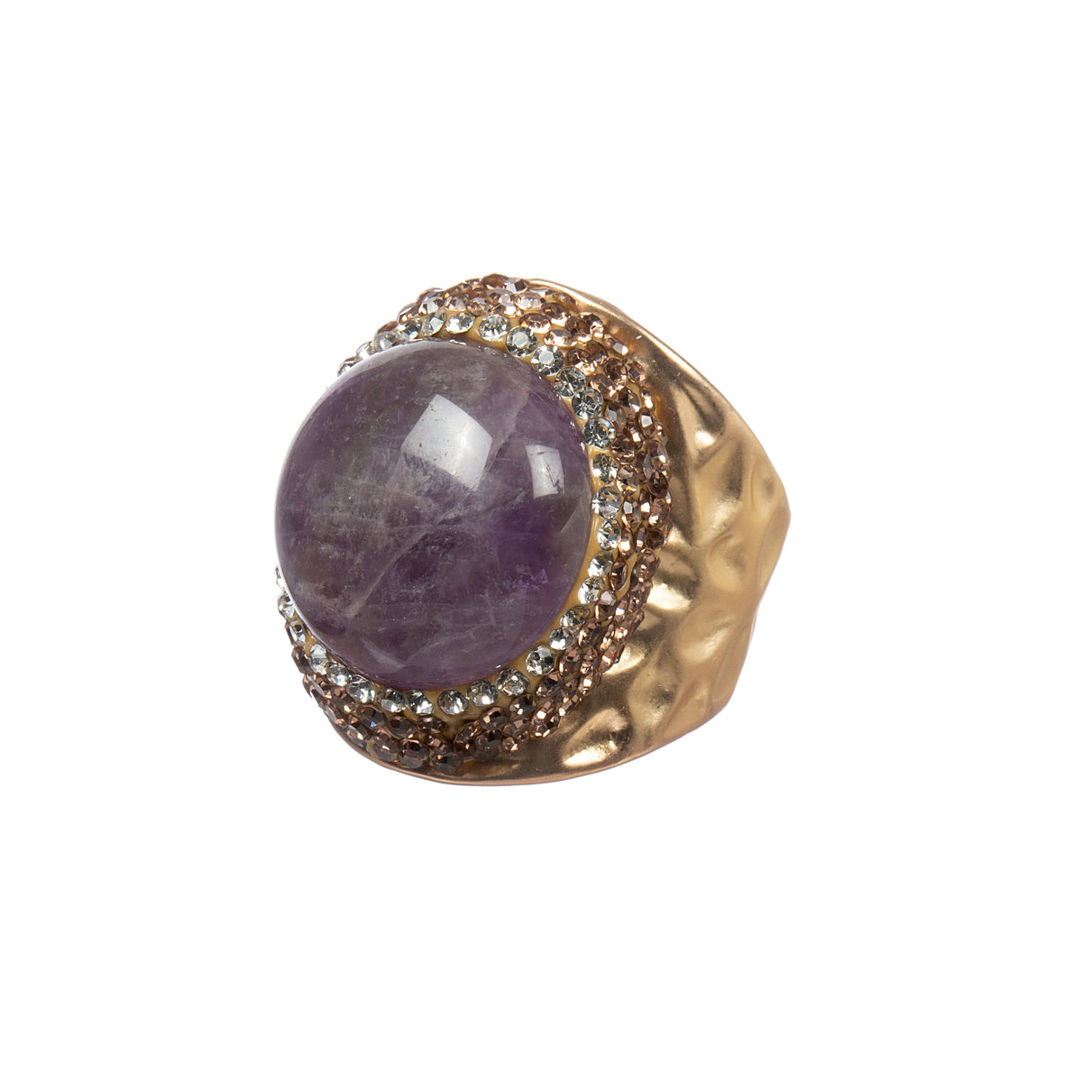 Amethyst Rhinestone Pavé Cocktail Ring R2799 - view 3