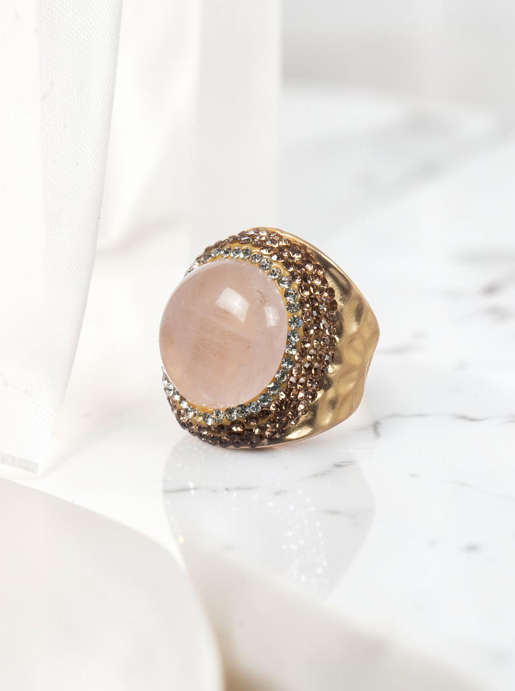 Rose Quartz Pavé Cocktail Ring R2807