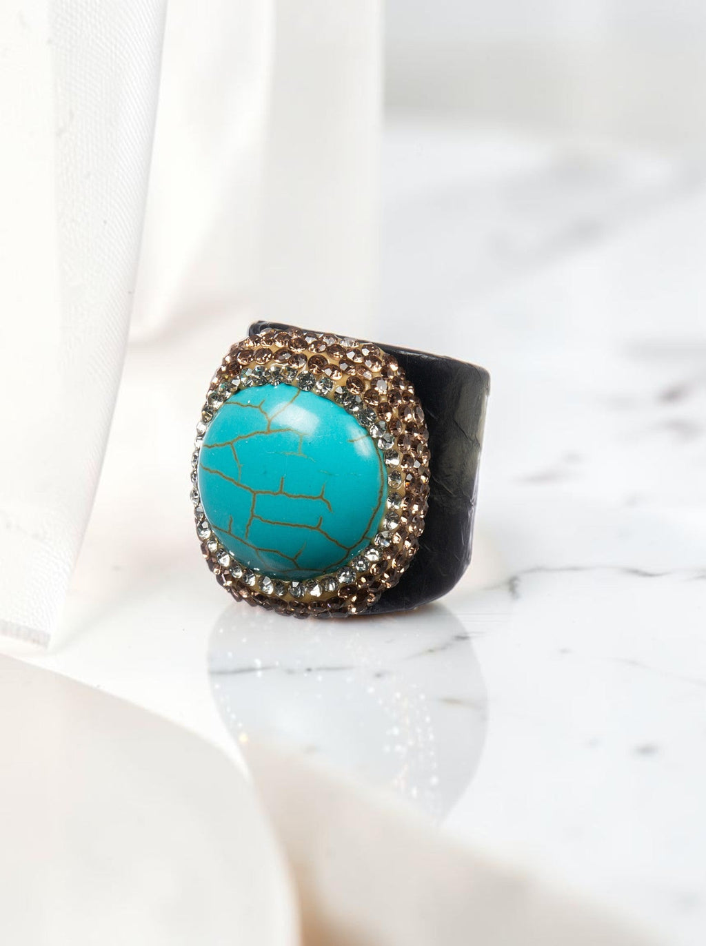 Composed Turquoise Pavé Cocktail Ring R2813