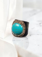 Composed Turquoise Pavé Cocktail Ring R2813