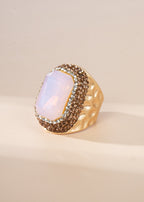 Rectangular Crystal Pavé Cocktail Ring R2814 - Gold - view 3