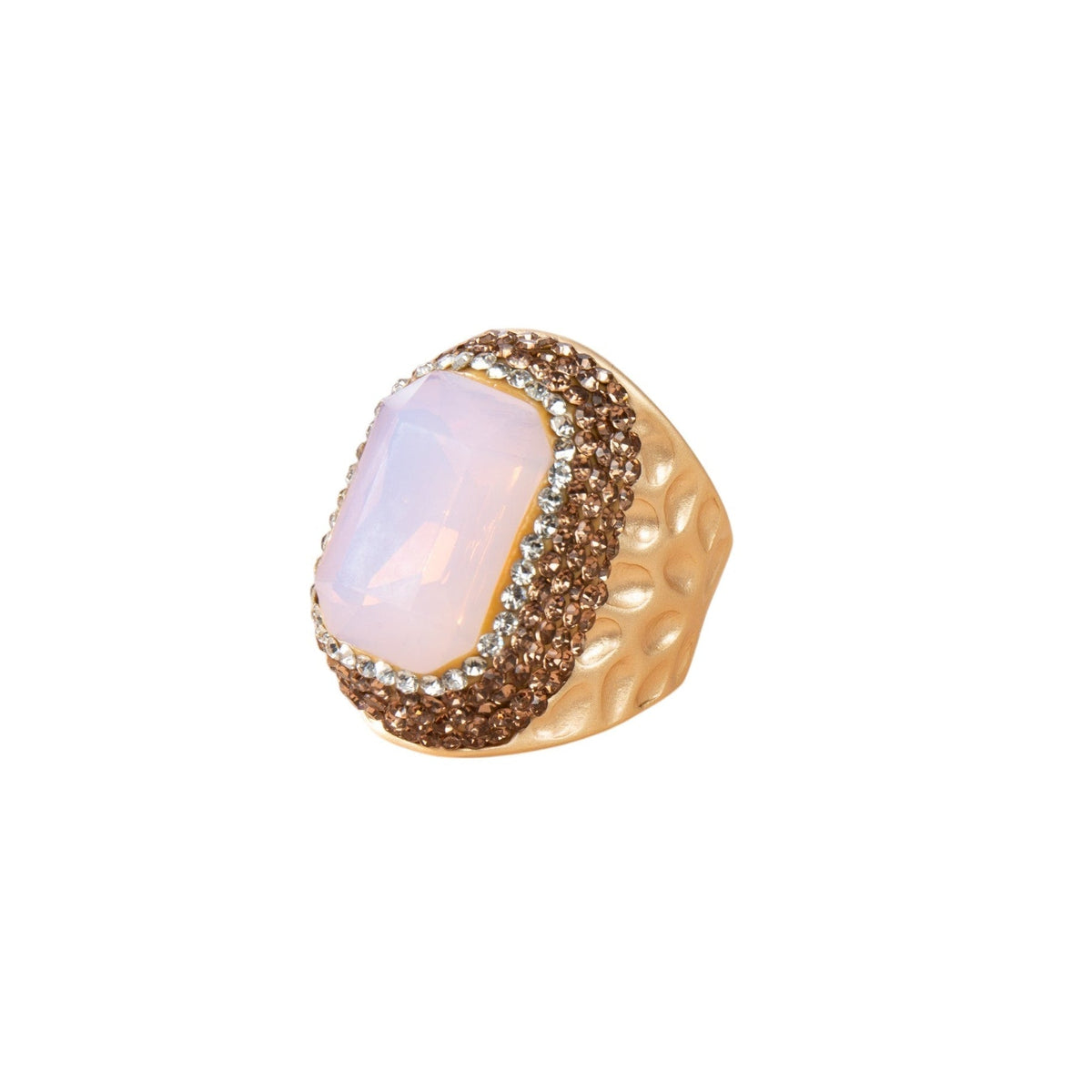 Rectangular Crystal Pavé Cocktail Ring R2814 - Gold - view 7