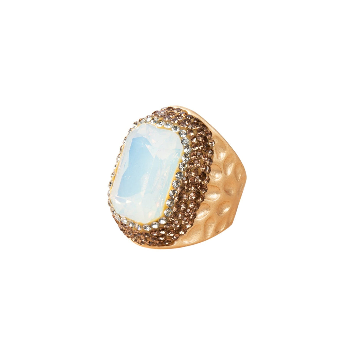 Rectangular Crystal Pavé Cocktail Ring R2814 - Gold - view 5