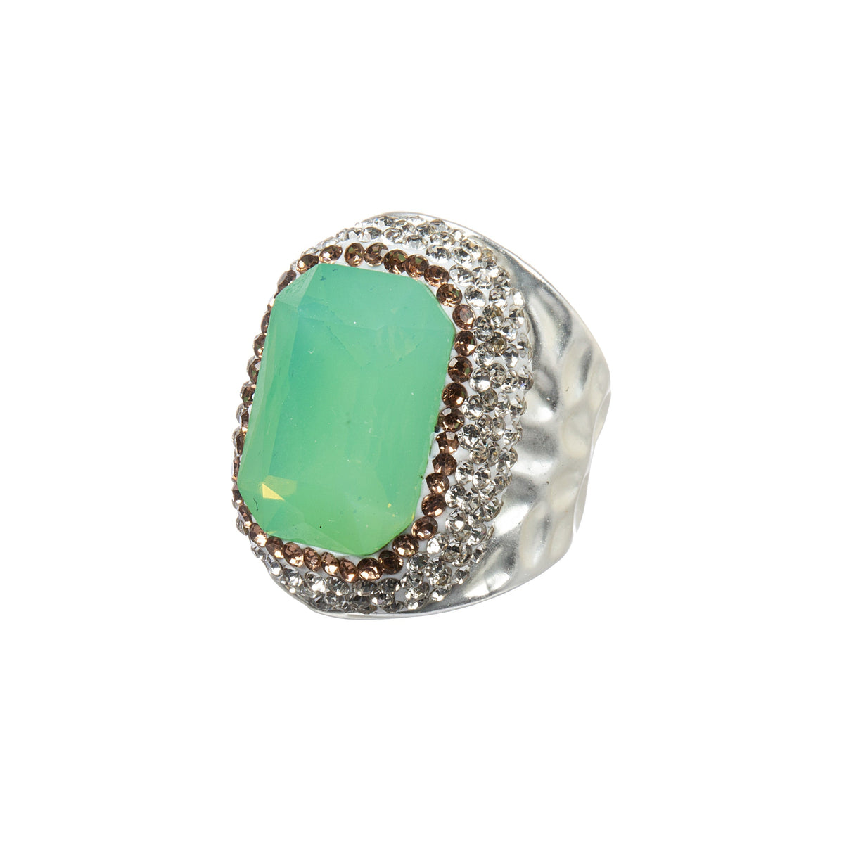 Rectangular Crystal Pavé Cocktail Ring R2814-Silver - view 4