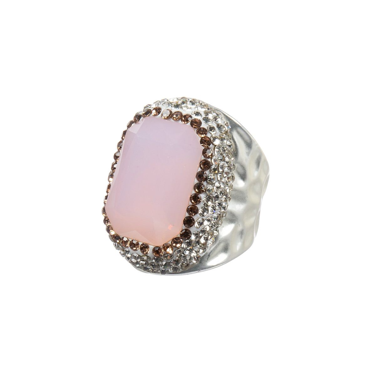 Rectangular Crystal Pavé Cocktail Ring R2814-Silver - view 2