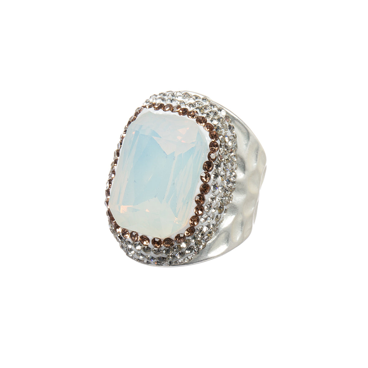 Rectangular Crystal Pavé Cocktail Ring R2814-Silver - view 5