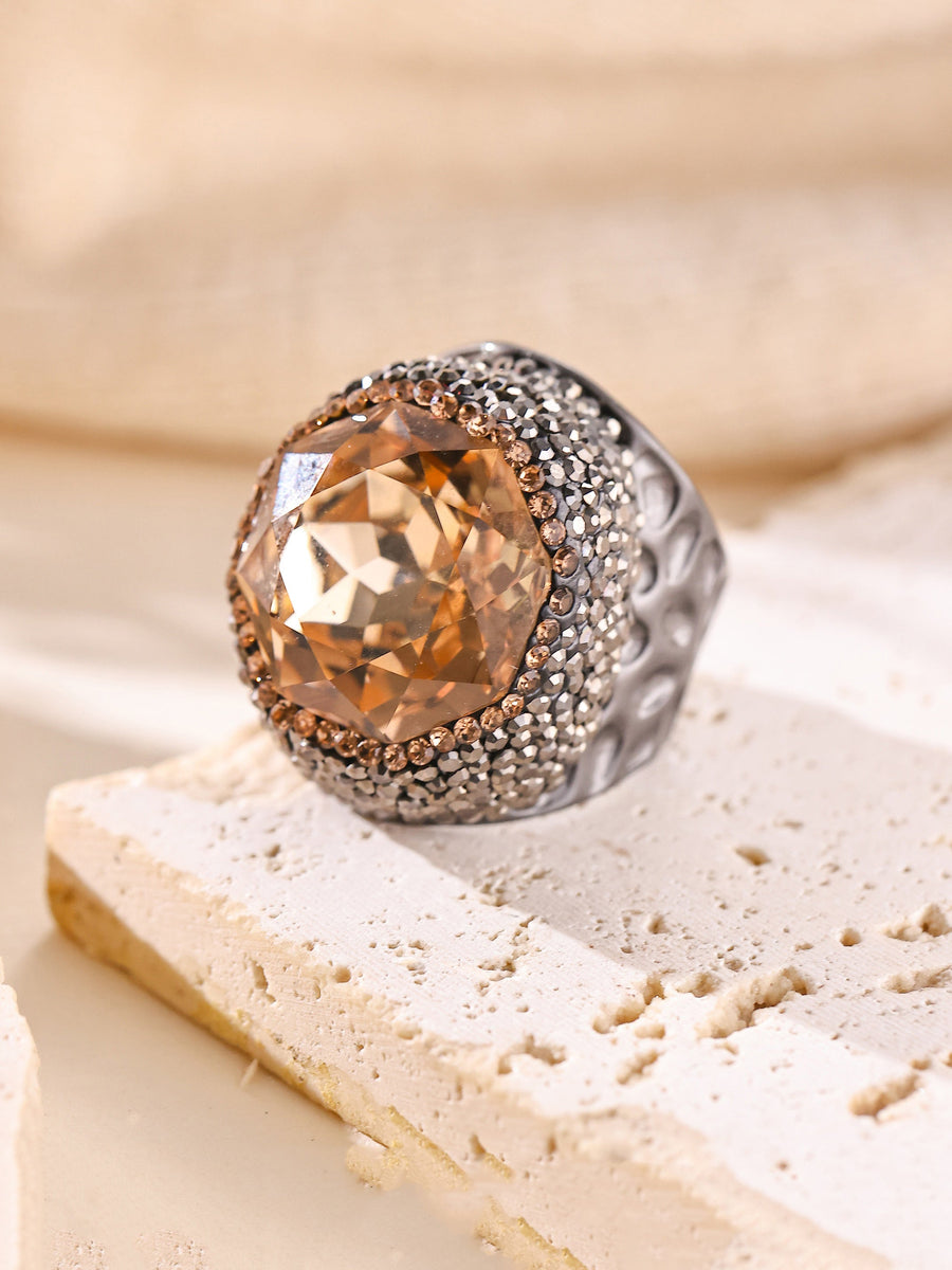 Round Crystal Pavé Cocktail Ring R2818