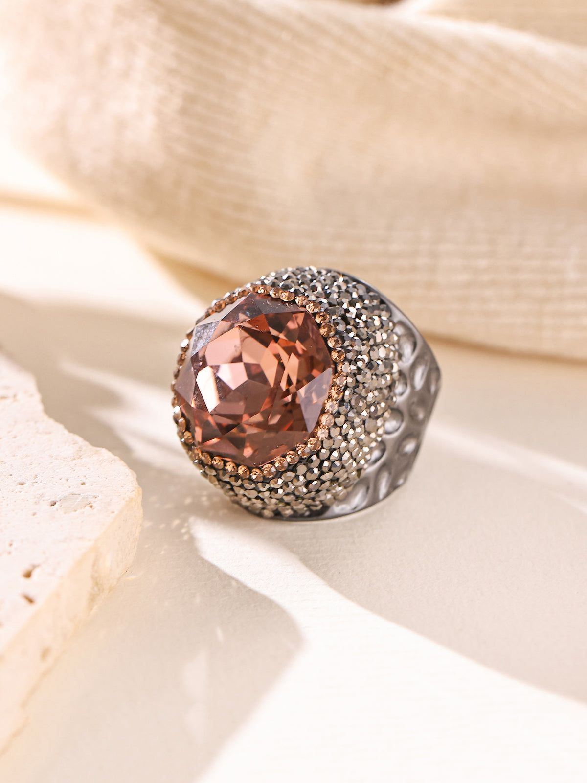 Round Crystal Pavé Cocktail Ring R2818 - view 2