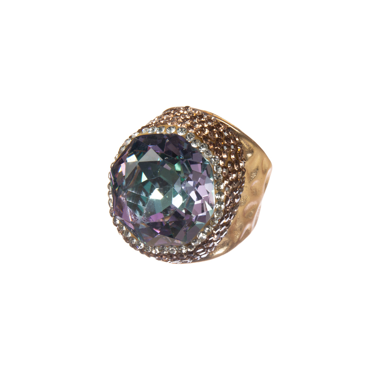 Round Crystal Pavé Cocktail Ring R2818 - view 7