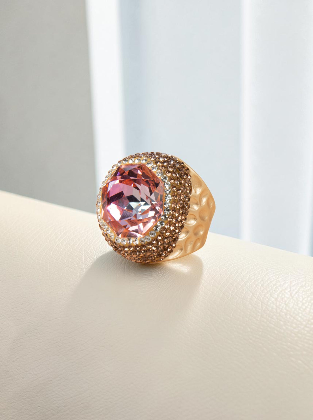 Round Crystal Pavé Cocktail Ring R2818 - view 17