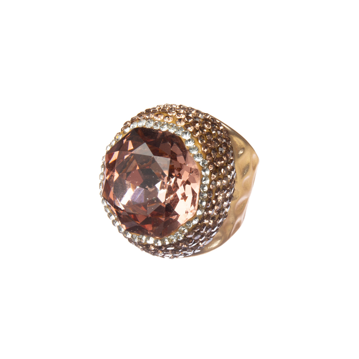 Round Crystal Pavé Cocktail Ring R2818 - view 8