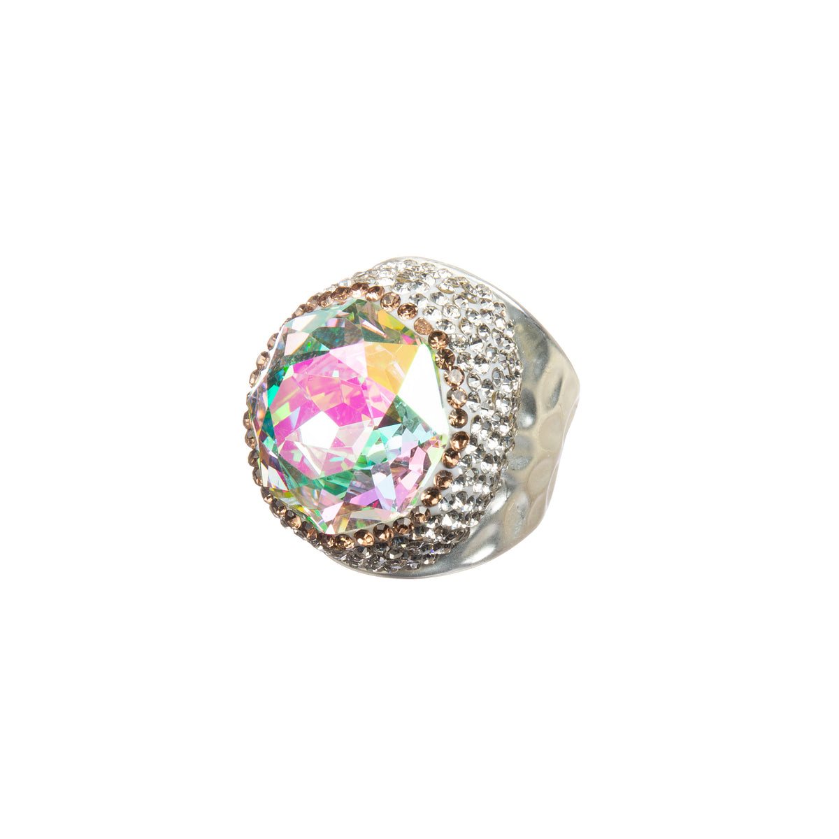 Round Crystal Pavé Cocktail Ring R2818 - view 12