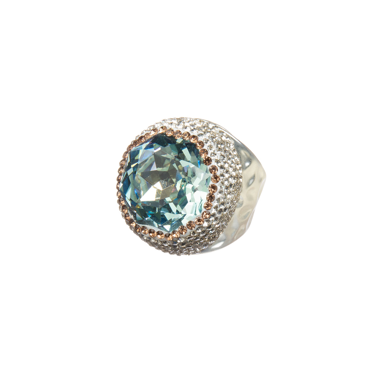 Round Crystal Pavé Cocktail Ring R2818 - view 13