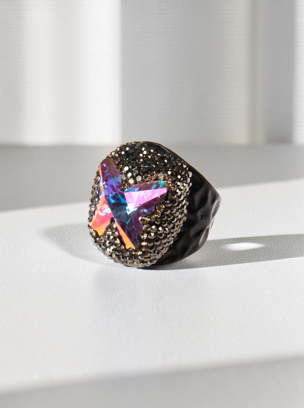 Crystal Butterfly Pavé Cocktail Ring R2824