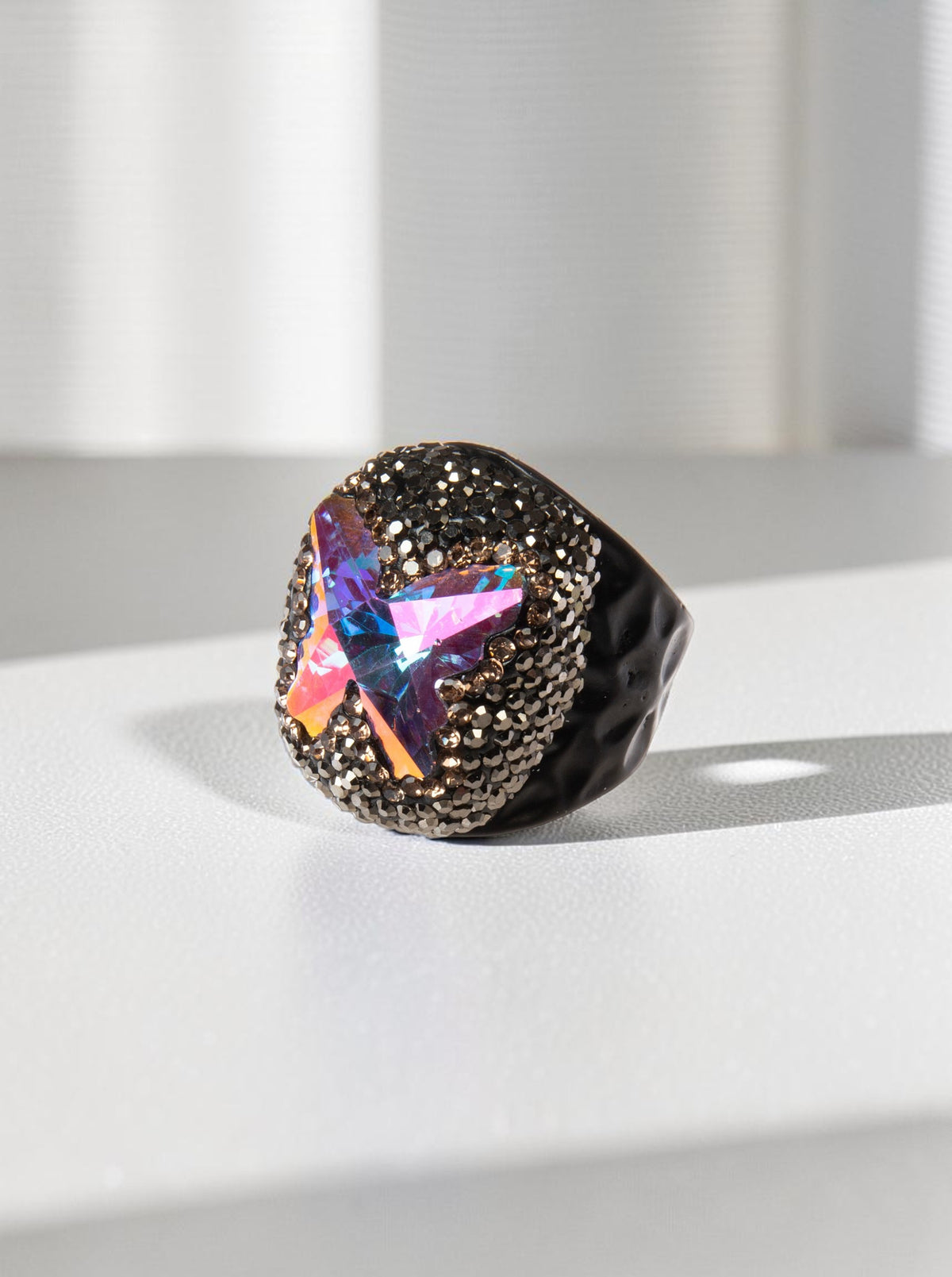 Crystal Butterfly Pavé Cocktail Ring R2824