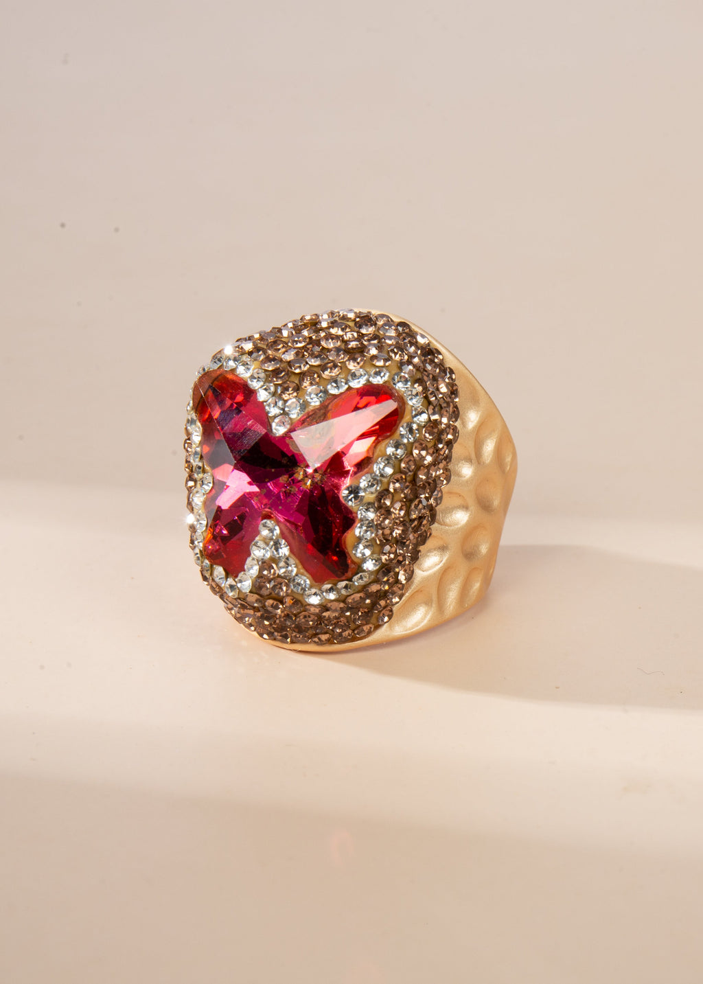 Crystal Butterfly Pavé Cocktail Ring R2824