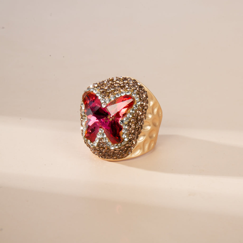 Crystal Butterfly Pavé Cocktail Ring R2824