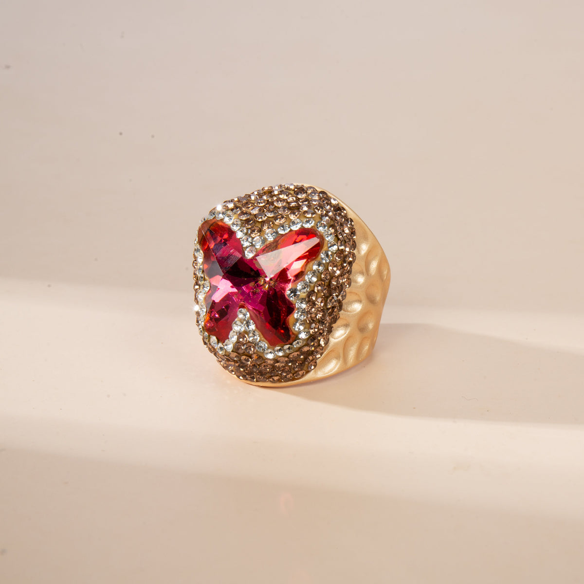 Crystal Butterfly Pavé Cocktail Ring R2824