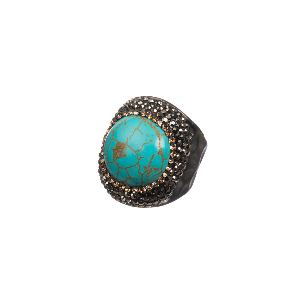 Composed Turquoise Pavé Cocktail Ring R2832 - view 2