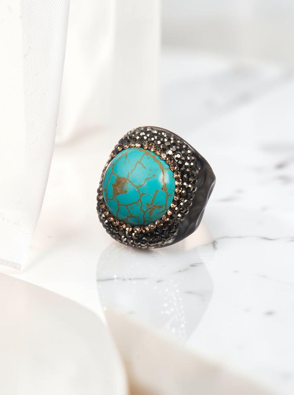 Composed Turquoise Pavé Cocktail Ring R2832