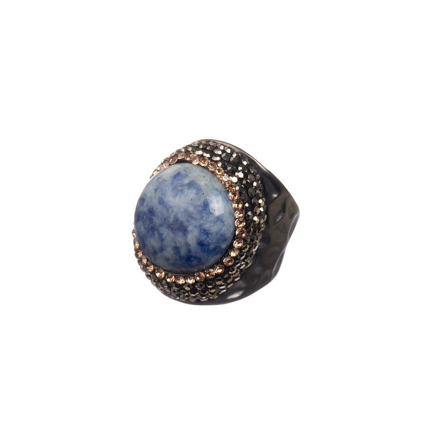 Blue Spot Jasper Pavé Cocktail Ring R2833