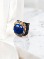 Composed Turquoise Leather Pavé Cocktail Ring R2837